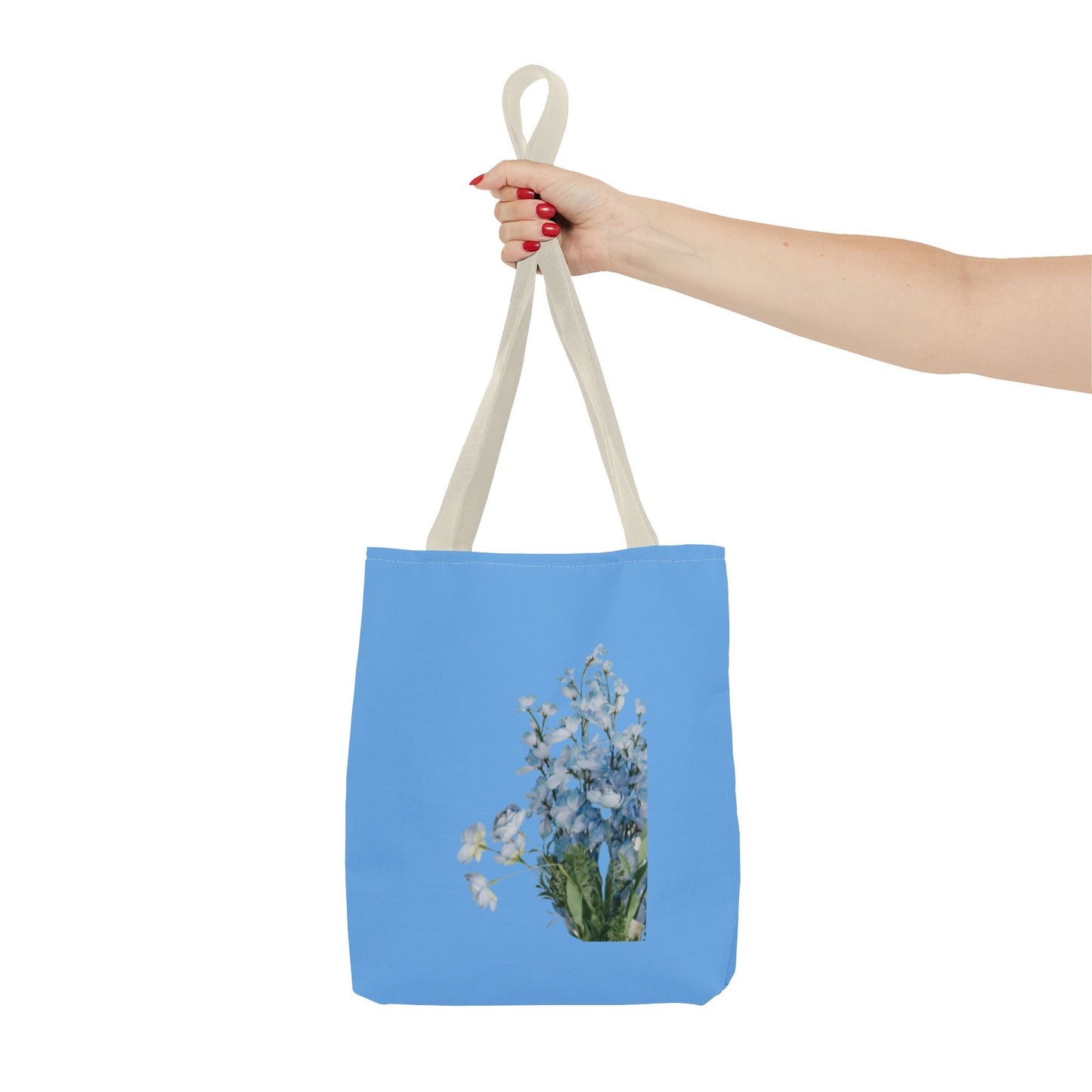 Spring Floral Tote Bag, Blue Flower Tote, Eco-Friendly Shopping Bag, Beach Bag, Gift for Her, Casual Everyday Use