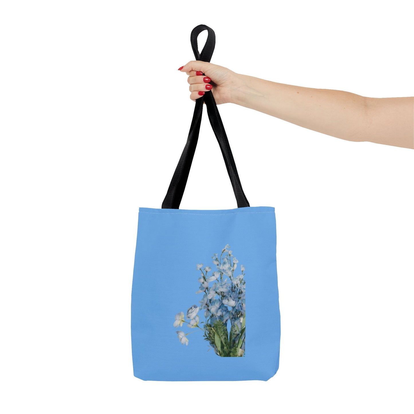 Spring Floral Tote Bag, Blue Flower Tote, Eco-Friendly Shopping Bag, Beach Bag, Gift for Her, Casual Everyday Use