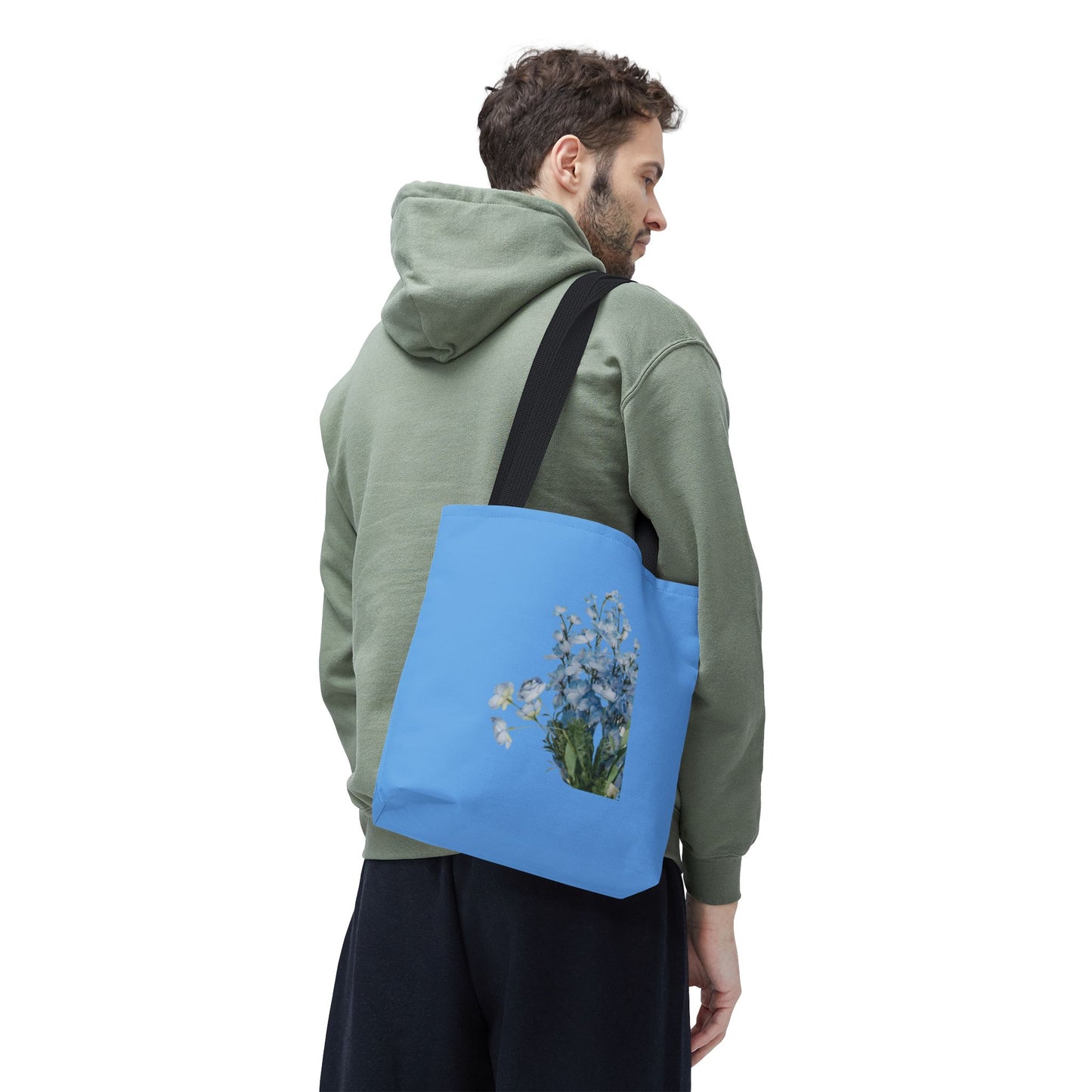 Spring Floral Tote Bag, Blue Flower Tote, Eco-Friendly Shopping Bag, Beach Bag, Gift for Her, Casual Everyday Use