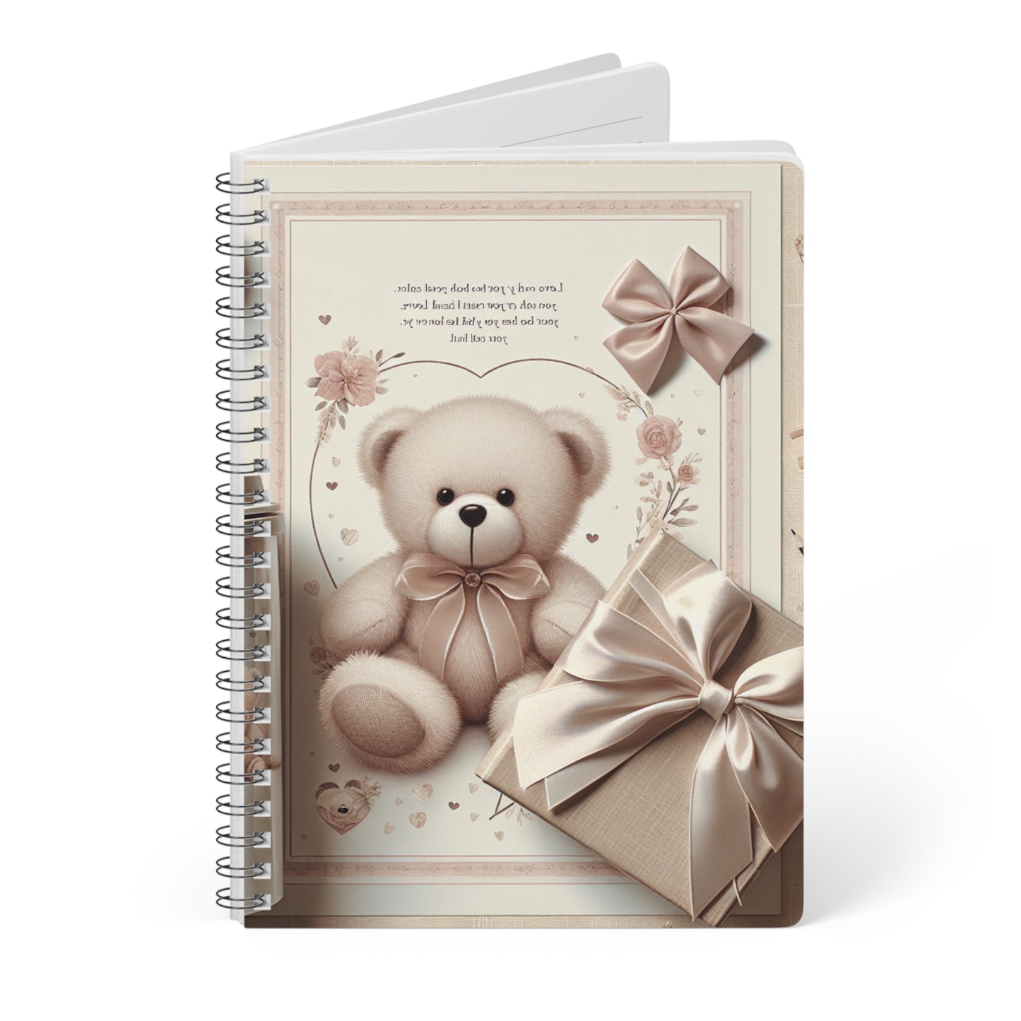 Notebook - Cute Teddy Bear Design, A5 Wirobound Softcover