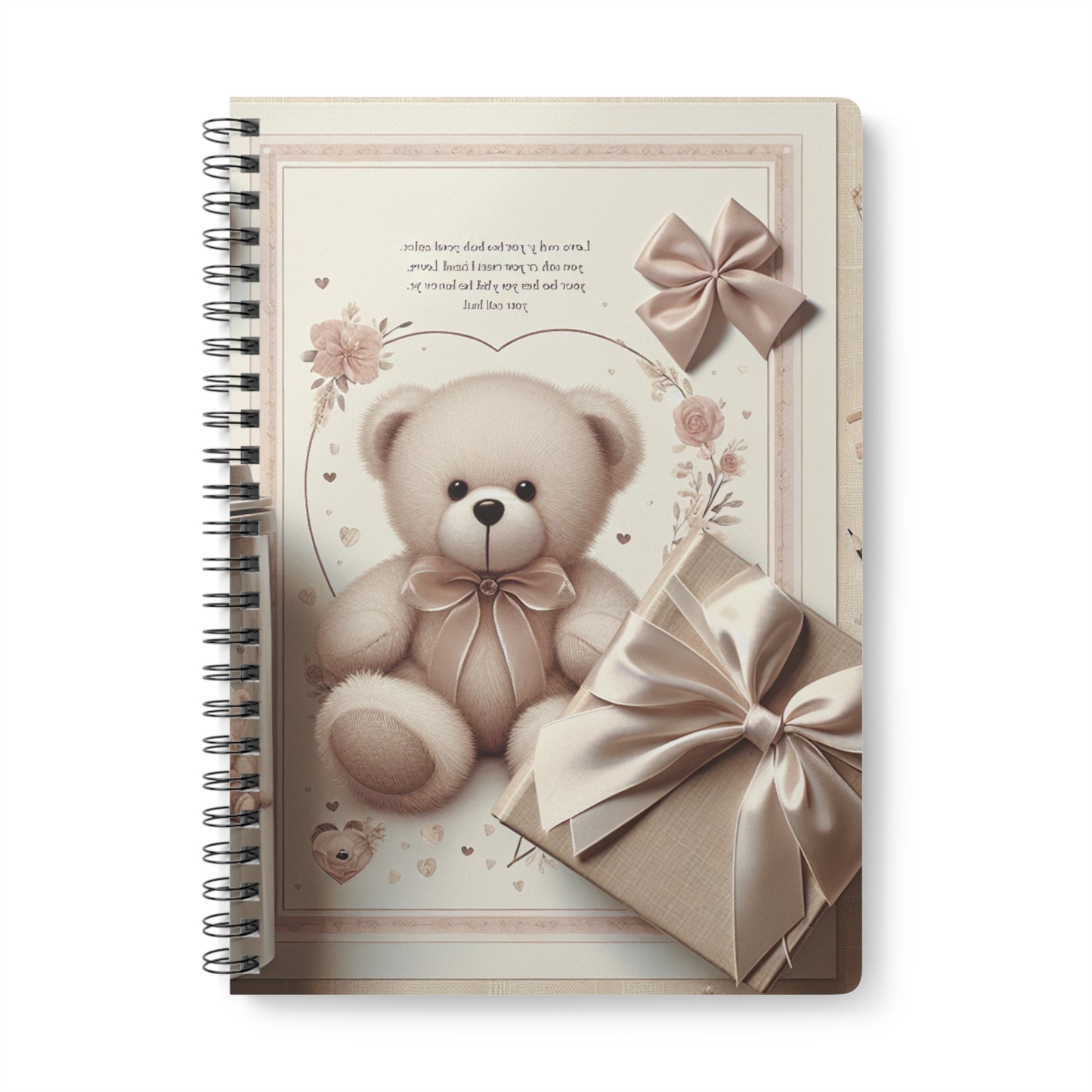 Notebook - Cute Teddy Bear Design, A5 Wirobound Softcover