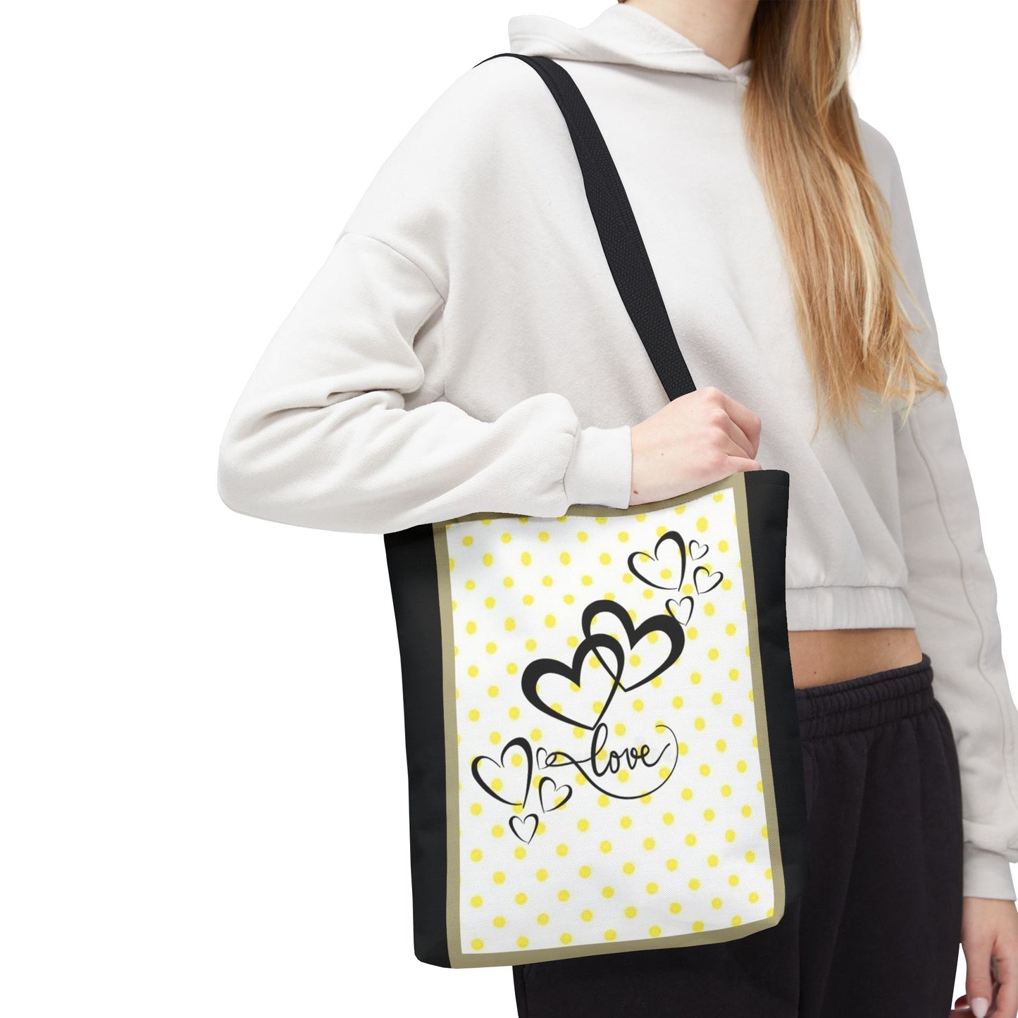 Love Polka Dot Tote Bag - Perfect for Gifts, Shopping, Beach Days, Eco-Friendly Style, Love Expressions