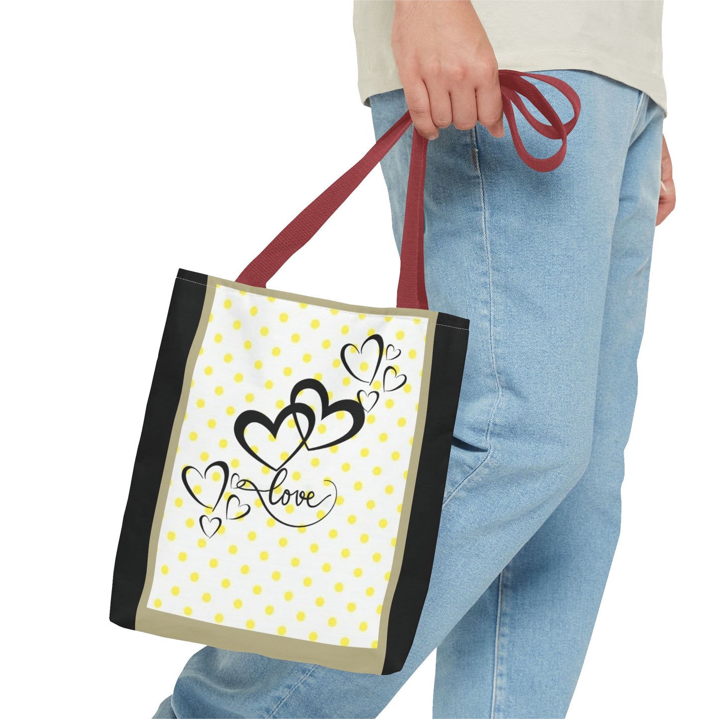 Love Polka Dot Tote Bag - Perfect for Gifts, Shopping, Beach Days, Eco-Friendly Style, Love Expressions