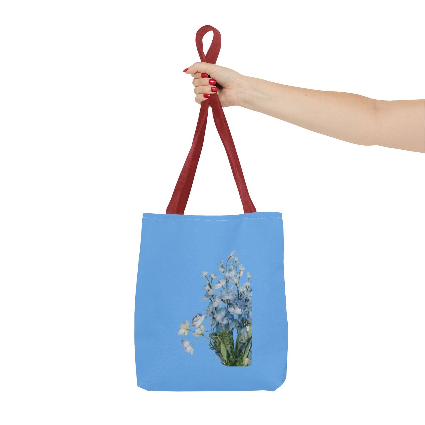Spring Floral Tote Bag, Blue Flower Tote, Eco-Friendly Shopping Bag, Beach Bag, Gift for Her, Casual Everyday Use
