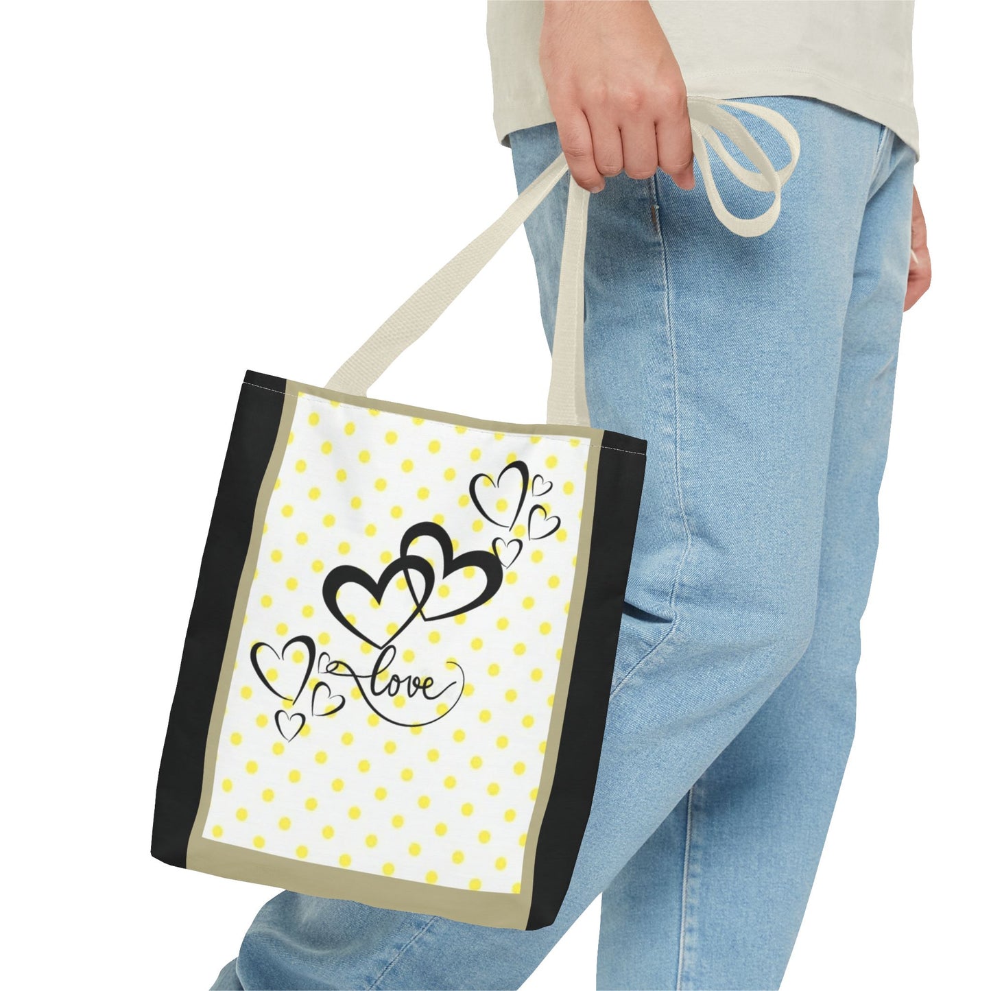 Love Polka Dot Tote Bag - Perfect for Gifts, Shopping, Beach Days, Eco-Friendly Style, Love Expressions