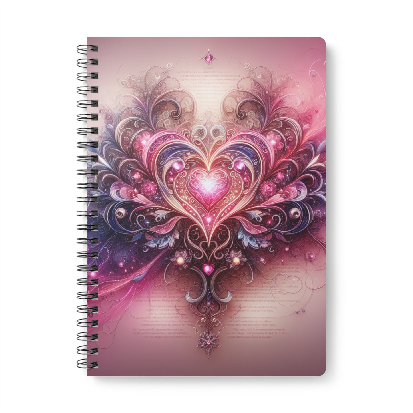 Journal Notebook - Pink and Purple Heartfelt Cover Design, A5 Wirobound