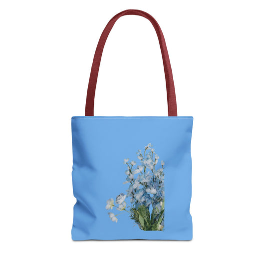 Spring Floral Tote Bag, Blue Flower Tote, Eco-Friendly Shopping Bag, Beach Bag, Gift for Her, Casual Everyday Use