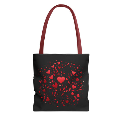 Romantic Heart Print Tote Bag for Lovebirds, Valentine's Day Gift, Everyday Carryall, Floral Heart Design, Stylish Accessory