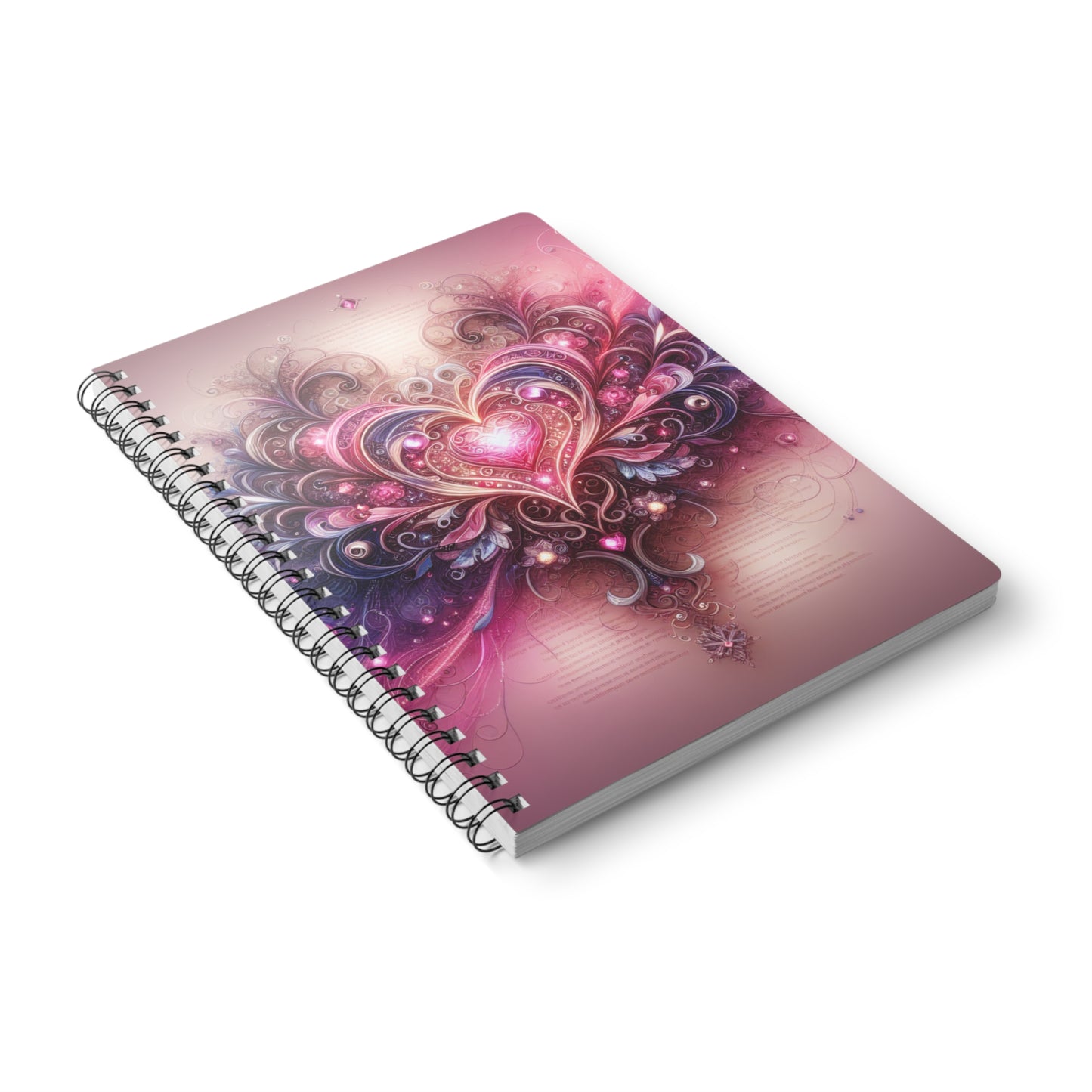 Journal Notebook - Pink and Purple Heartfelt Cover Design, A5 Wirobound