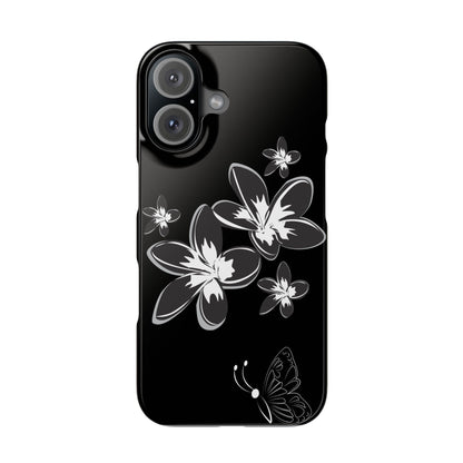 Butterfly Floral Slim Phone Case, Elegant Phone Cover, Gift for Nature Lovers, Floral Design Case, Mother's Day Gift