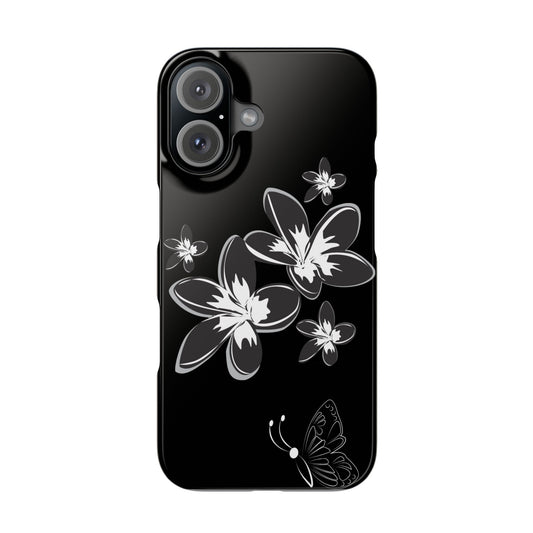 Butterfly Floral Slim Phone Case, Elegant Phone Cover, Gift for Nature Lovers, Floral Design Case, Mother's Day Gift