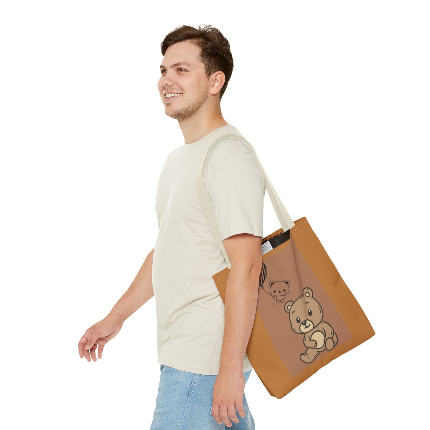 Cute Bear Tote Bag, Adorable Animal Shopper, Birthday Gift, Eco-Friendly Tote, Fun Festival Bag, Casual Everyday Use