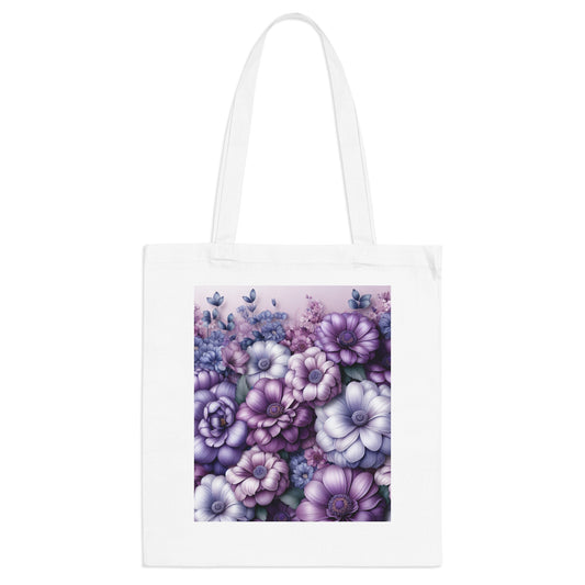 Floral Tote Bag - Light Purple Design