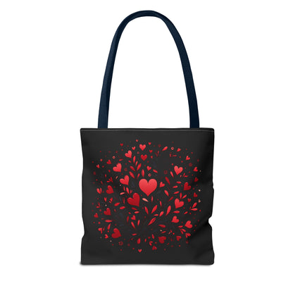 Romantic Heart Print Tote Bag for Lovebirds, Valentine's Day Gift, Everyday Carryall, Floral Heart Design, Stylish Accessory