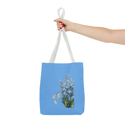 Spring Floral Tote Bag, Blue Flower Tote, Eco-Friendly Shopping Bag, Beach Bag, Gift for Her, Casual Everyday Use