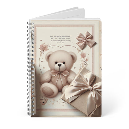 Notebook - Cute Teddy Bear Design, A5 Wirobound Softcover