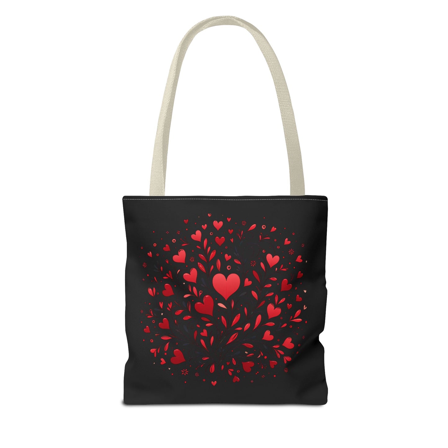 Romantic Heart Print Tote Bag for Lovebirds, Valentine's Day Gift, Everyday Carryall, Floral Heart Design, Stylish Accessory