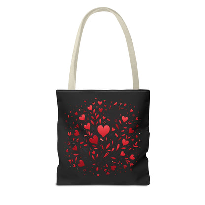 Romantic Heart Print Tote Bag for Lovebirds, Valentine's Day Gift, Everyday Carryall, Floral Heart Design, Stylish Accessory