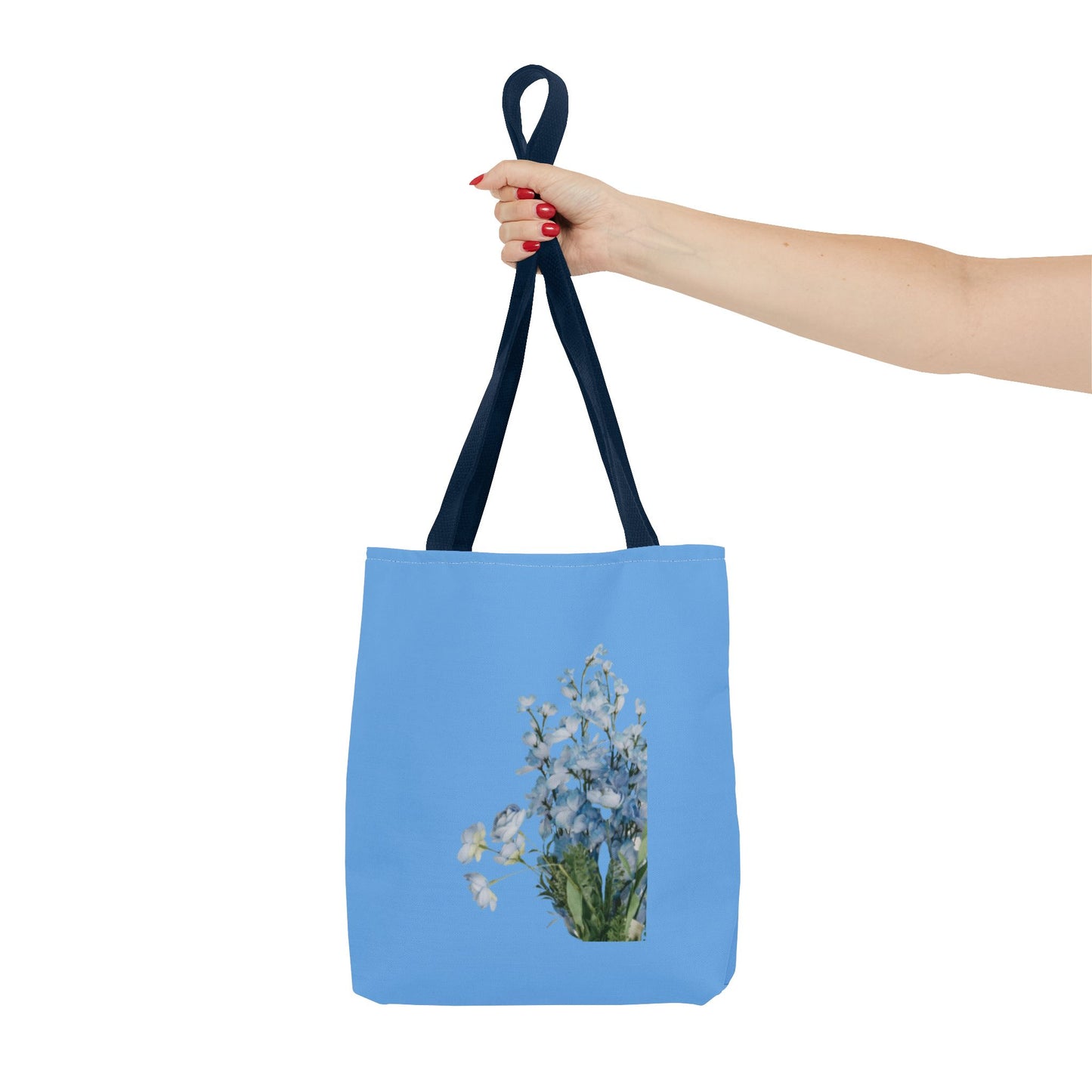 Spring Floral Tote Bag, Blue Flower Tote, Eco-Friendly Shopping Bag, Beach Bag, Gift for Her, Casual Everyday Use