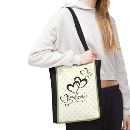 Love Polka Dot Tote Bag - Perfect for Gifts, Shopping, Beach Days, Eco-Friendly Style, Love Expressions