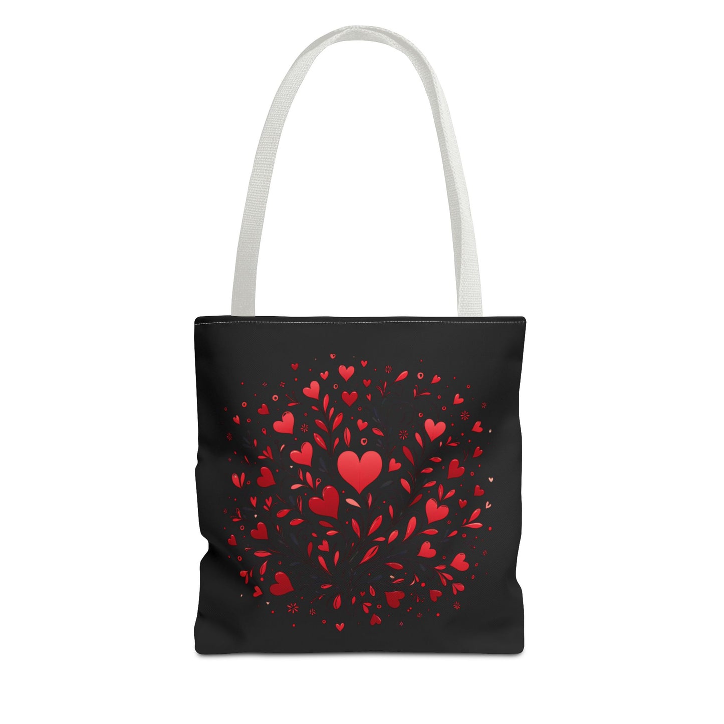 Romantic Heart Print Tote Bag for Lovebirds, Valentine's Day Gift, Everyday Carryall, Floral Heart Design, Stylish Accessory