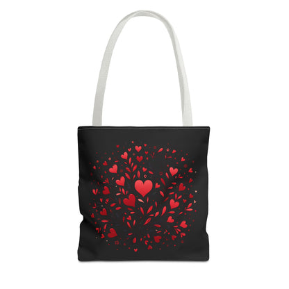 Romantic Heart Print Tote Bag for Lovebirds, Valentine's Day Gift, Everyday Carryall, Floral Heart Design, Stylish Accessory