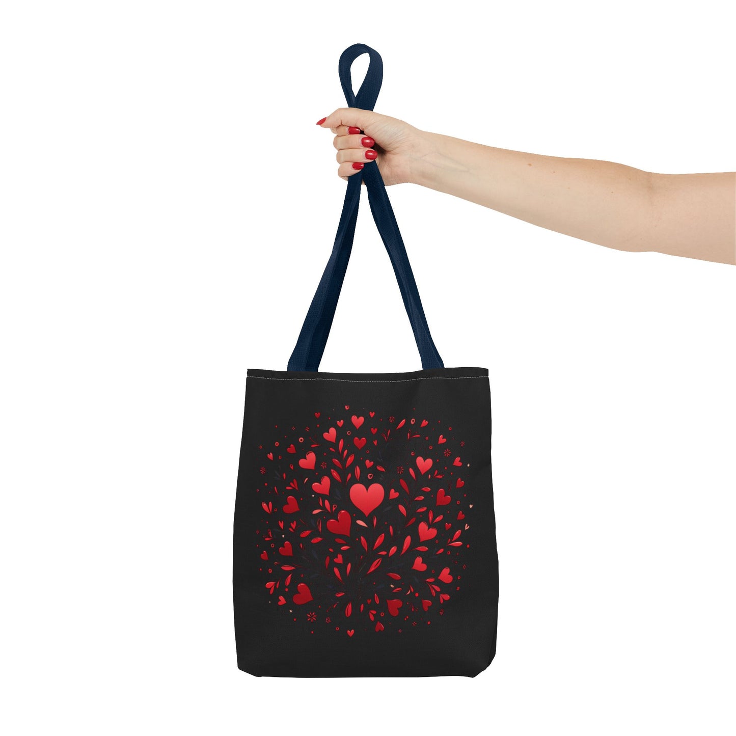 Romantic Heart Print Tote Bag for Lovebirds, Valentine's Day Gift, Everyday Carryall, Floral Heart Design, Stylish Accessory