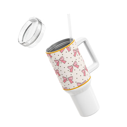 Trending Pink Bow Tumbler – Cute Aesthetic Cup for Iced Coffee, Tea & More | Perfect Gift for Girls