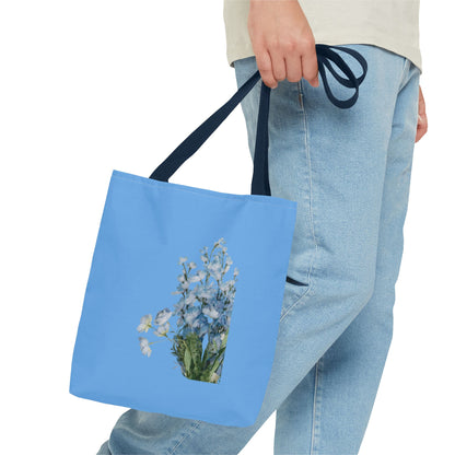 Spring Floral Tote Bag, Blue Flower Tote, Eco-Friendly Shopping Bag, Beach Bag, Gift for Her, Casual Everyday Use