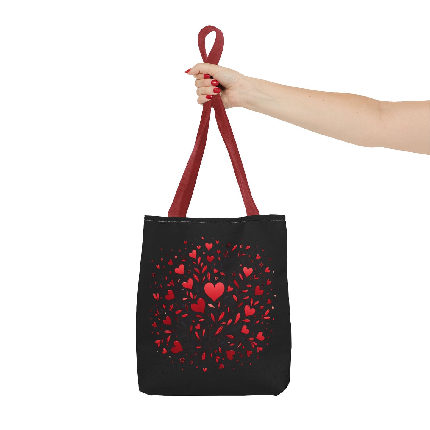 Romantic Heart Print Tote Bag for Lovebirds, Valentine's Day Gift, Everyday Carryall, Floral Heart Design, Stylish Accessory