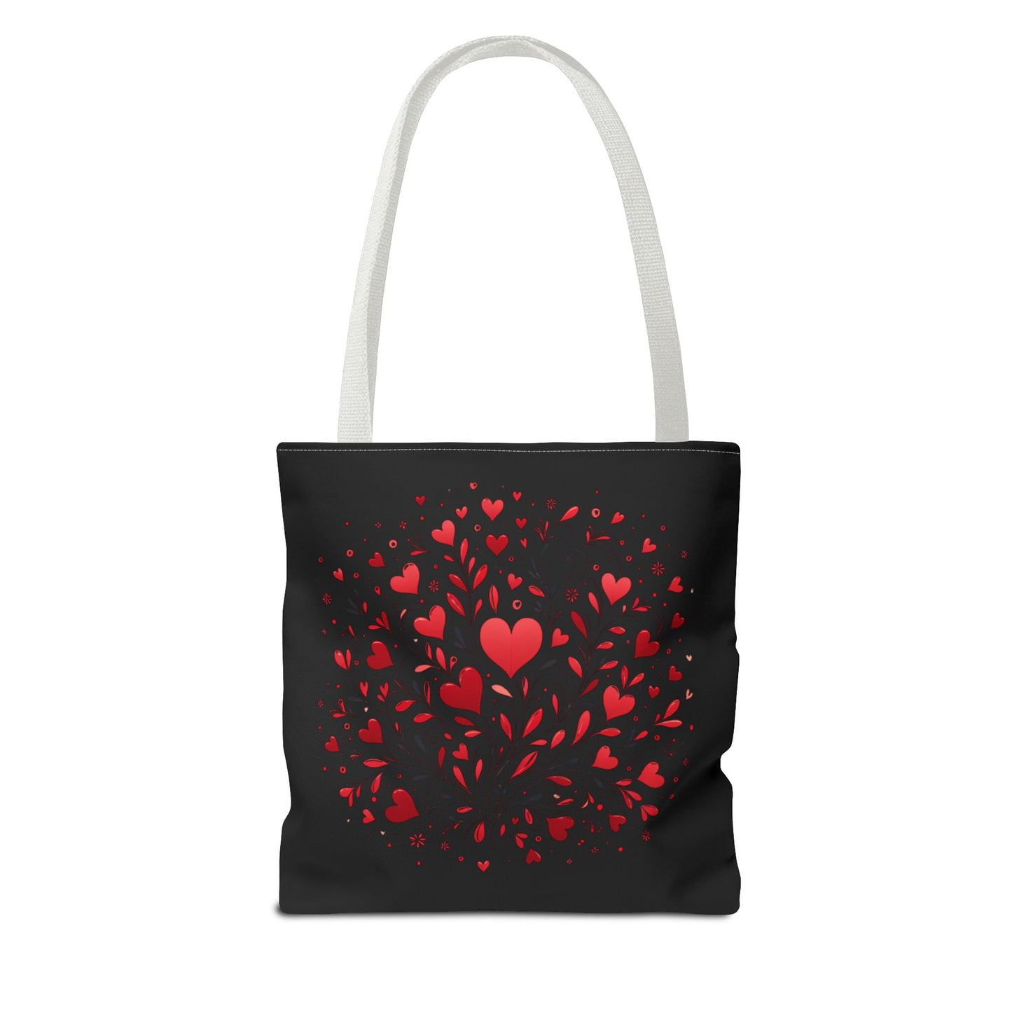Romantic Heart Print Tote Bag for Lovebirds, Valentine's Day Gift, Everyday Carryall, Floral Heart Design, Stylish Accessory