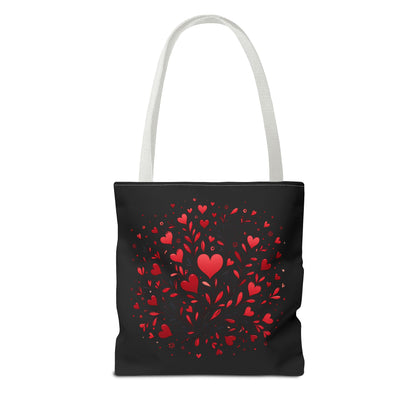 Romantic Heart Print Tote Bag for Lovebirds, Valentine's Day Gift, Everyday Carryall, Floral Heart Design, Stylish Accessory