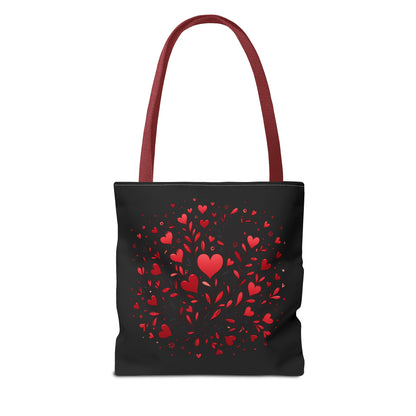 Romantic Heart Print Tote Bag for Lovebirds, Valentine's Day Gift, Everyday Carryall, Floral Heart Design, Stylish Accessory