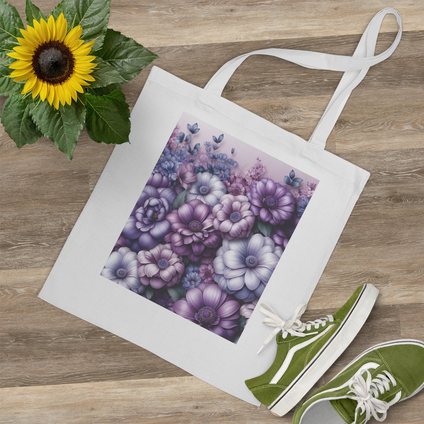 Floral Tote Bag - Light Purple Design