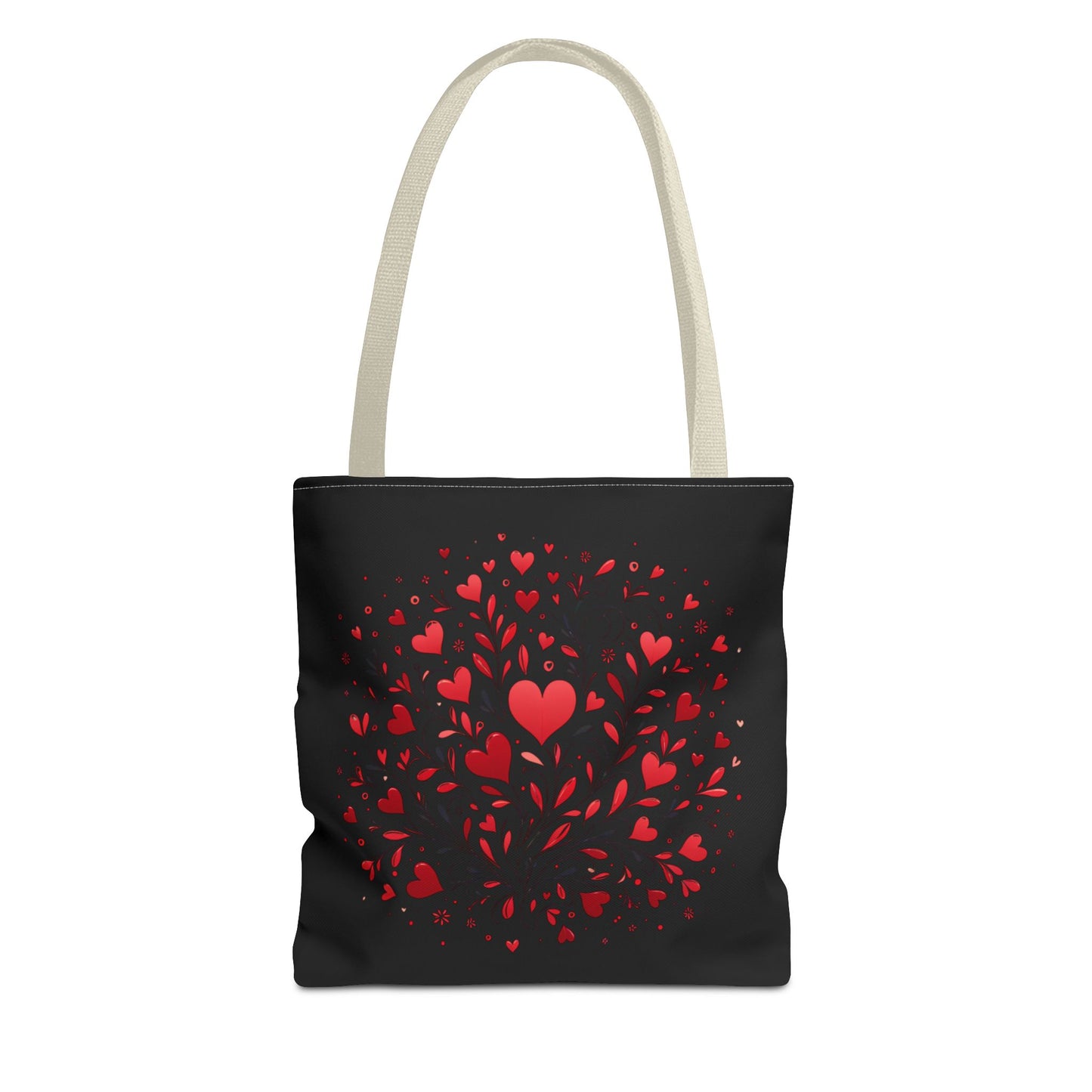 Romantic Heart Print Tote Bag for Lovebirds, Valentine's Day Gift, Everyday Carryall, Floral Heart Design, Stylish Accessory