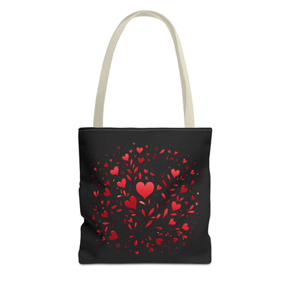 Romantic Heart Print Tote Bag for Lovebirds, Valentine's Day Gift, Everyday Carryall, Floral Heart Design, Stylish Accessory